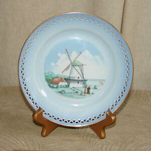 Windmill Scene Bing & Grondahl Pierced Dessert/Wall PLATE: Dybbol Mill, Denmark